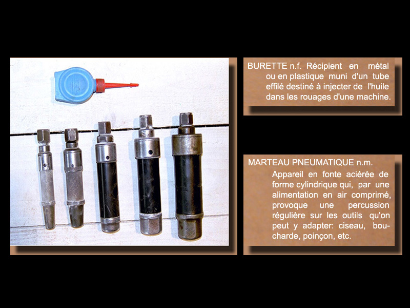 Burette et marteaux compresseurs